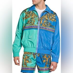 Versace Garland Sun Baroque Paneled Print Nylon Jacket and Shorts Set! 
Size M!